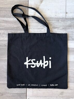 KSUBI Large Black Logo Canvas Tote Bag - Classic Cities Print 18 X 19.5